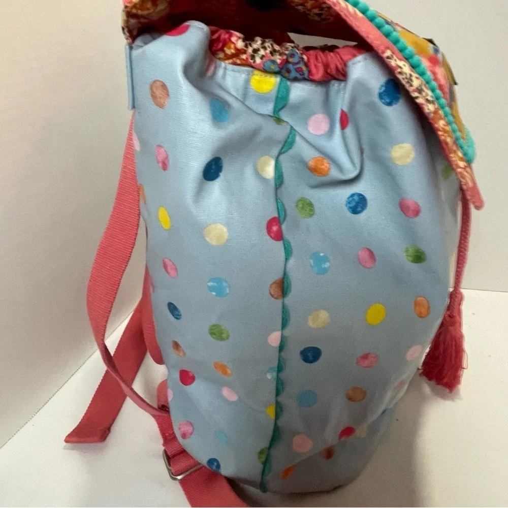 Matilda Jane Make a Splash Beach Backpack Blue Polka Dot Yellow Pink Floral
